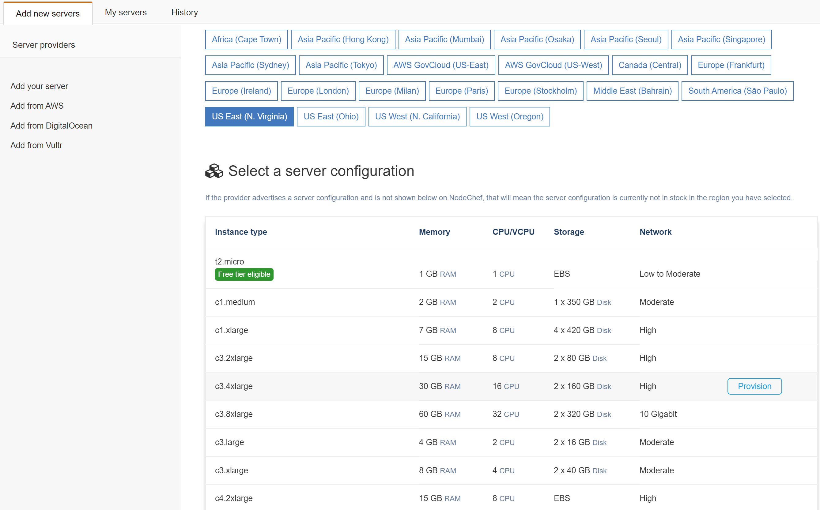 Select AWS EC2 region and Instance type