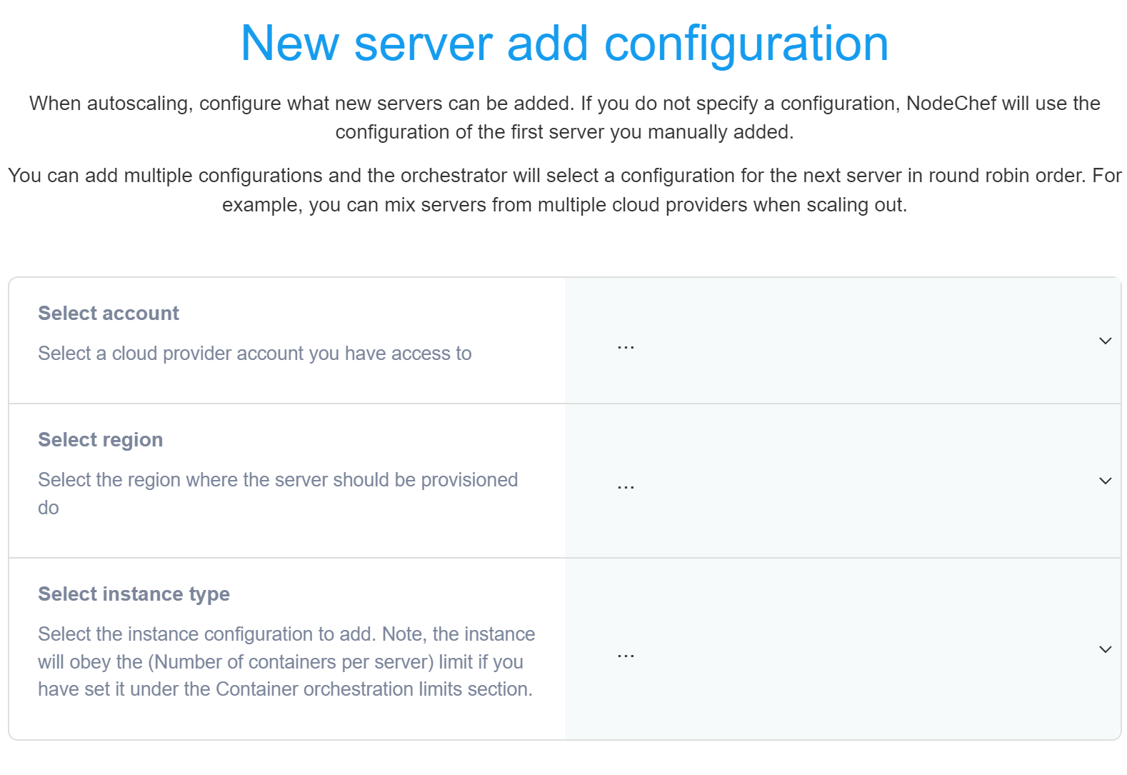 New server configuration